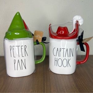 Rae Dunn x Disney Peter Pan and Captain Hook Ceramic Mug With Topper